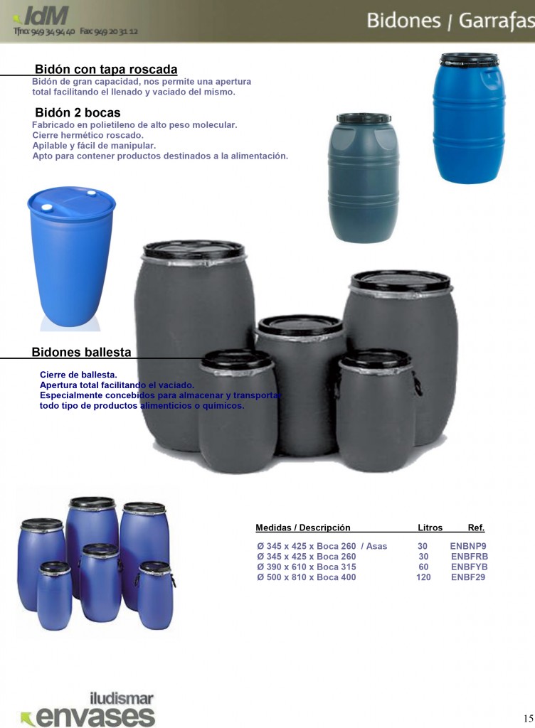 Bidones de plástico, uso y características - Reciclados Ballester